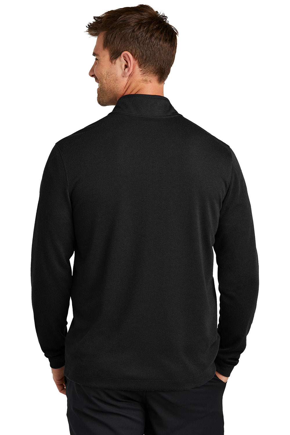 Nike NKDX6702 Mens Textured 1/4 Zip Sweatshirt Black Model Back