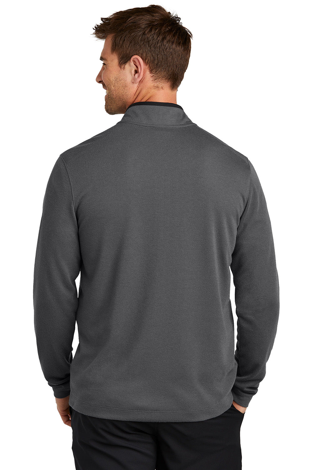 Nike NKDX6702 Mens Textured 1/4 Zip Sweatshirt Dark Grey Model Back