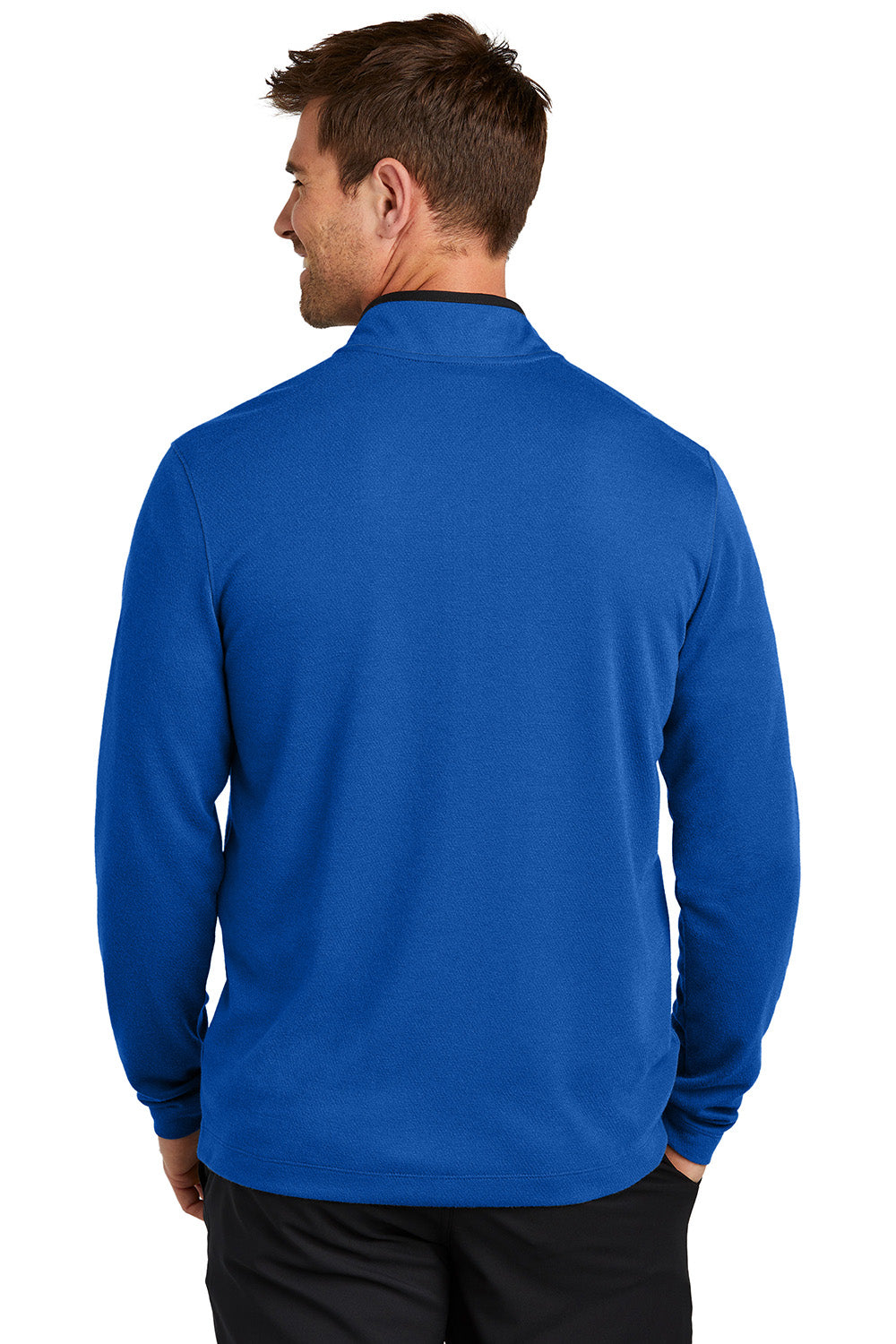 Nike NKDX6702 Mens Textured 1/4 Zip Sweatshirt Gym Blue Model Back