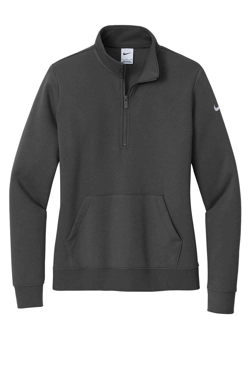 Nike NKDX6720 Womens Club Fleece 1/4 Zip Sweatshirt Anthracite Grey Flat Front