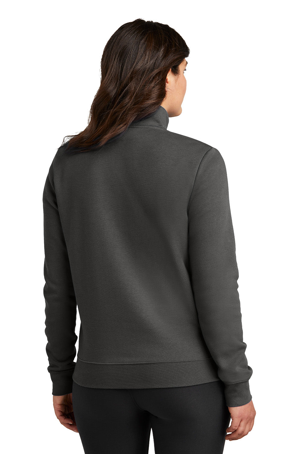 Nike NKDX6720 Womens Club Fleece 1/4 Zip Sweatshirt Anthracite Grey Model Back