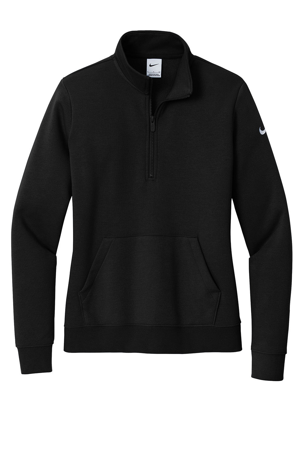 Nike NKDX6720 Womens Club Fleece 1/4 Zip Sweatshirt Black Flat Front