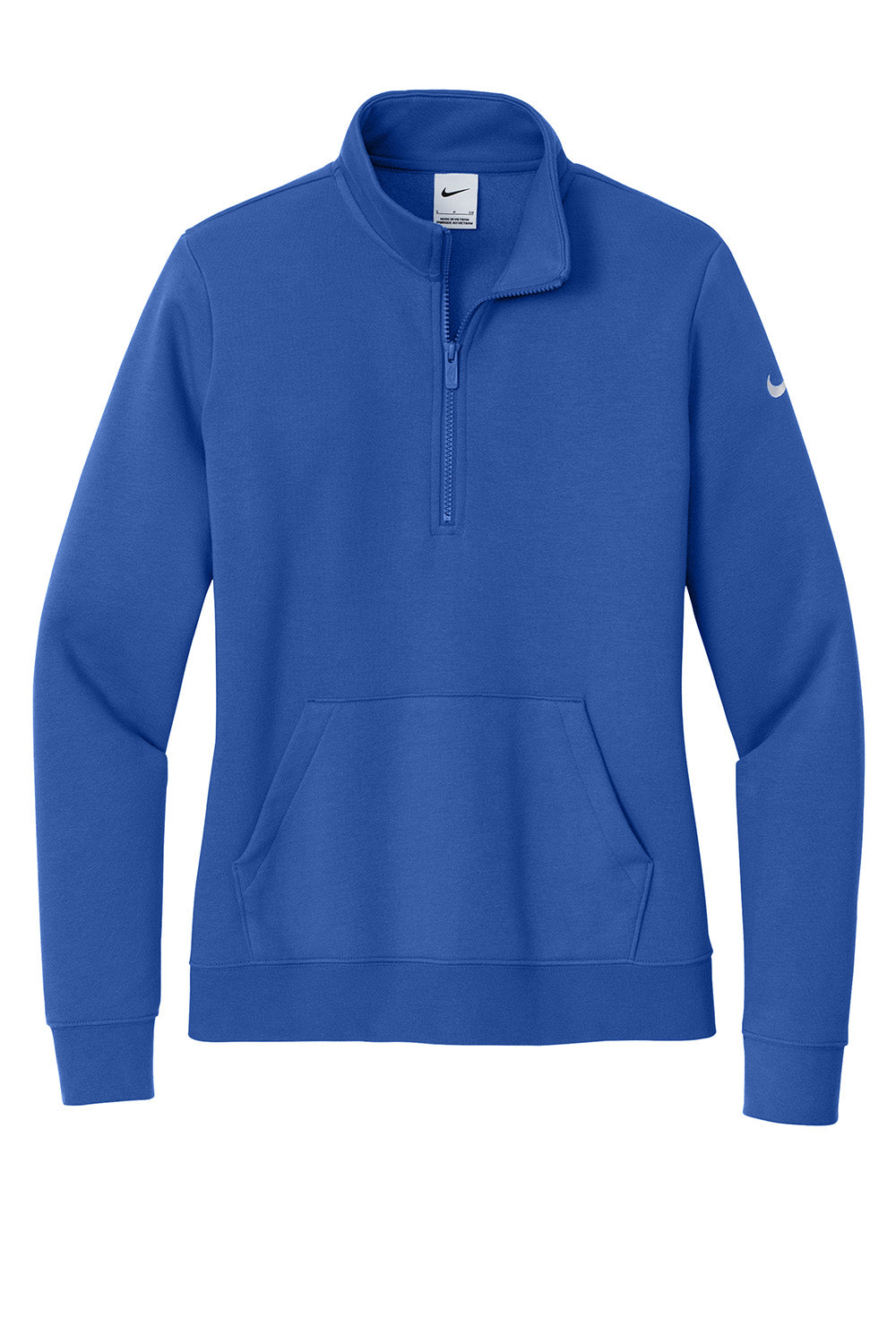 Nike NKDX6720 Womens Club Fleece 1/4 Zip Sweatshirt Game Royal Blue Flat Front