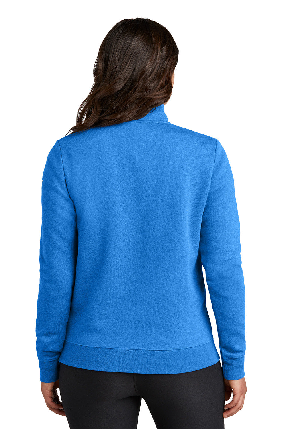 Nike NKDX6720 Womens Club Fleece 1/4 Zip Sweatshirt Heather Light Game Royal Blue Model Back