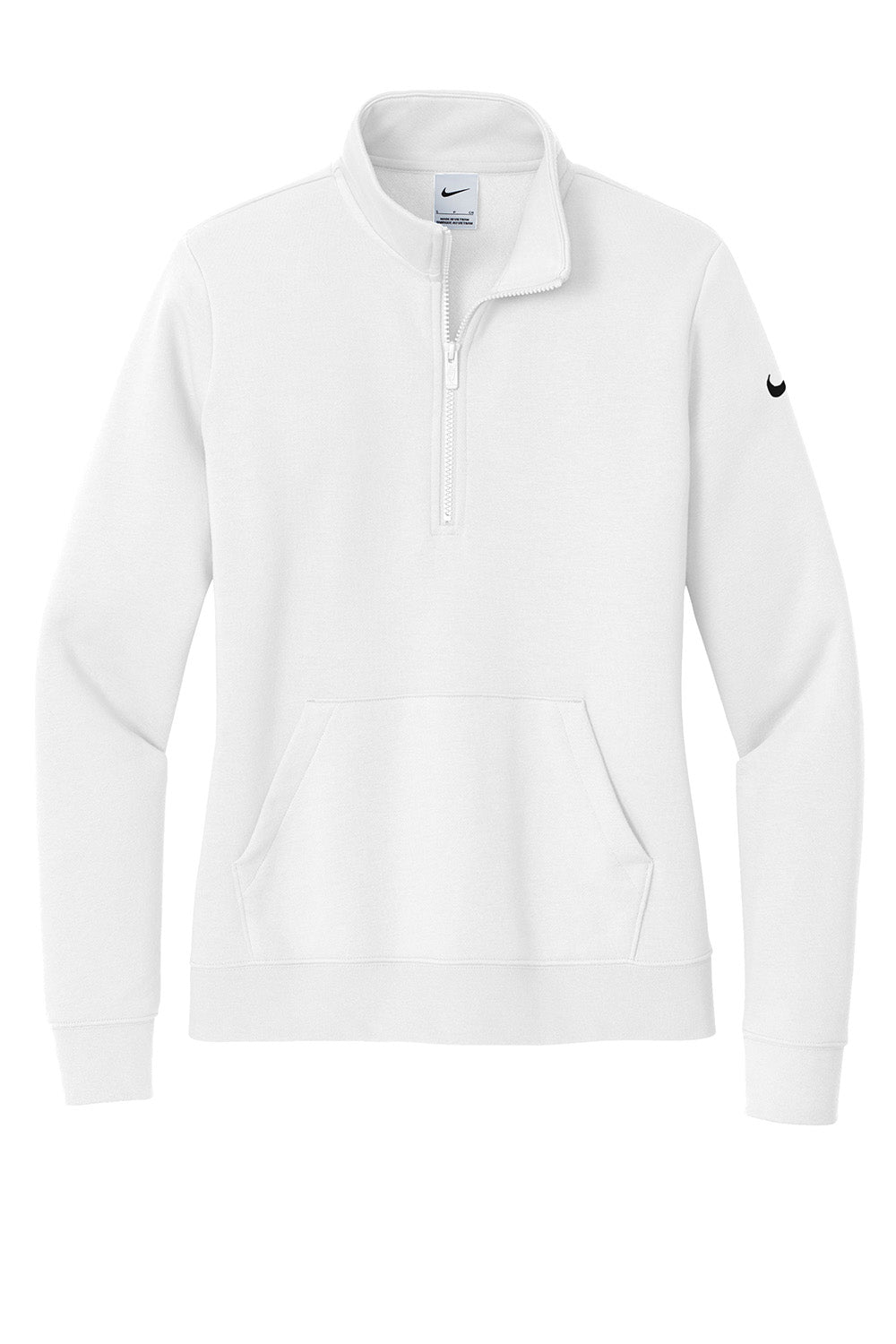 Nike NKDX6720 Womens Club Fleece 1/4 Zip Sweatshirt White Flat Front