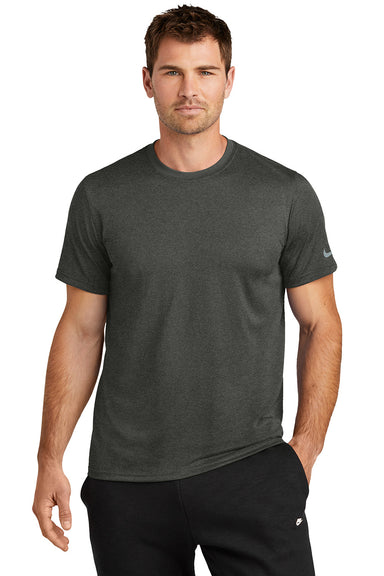 Nike NKDX8730 Mens rLegend Dri-Fit Moisture Wicking Short Sleeve Crewneck T-Shirt Heather Dark Smoke Grey Model Front