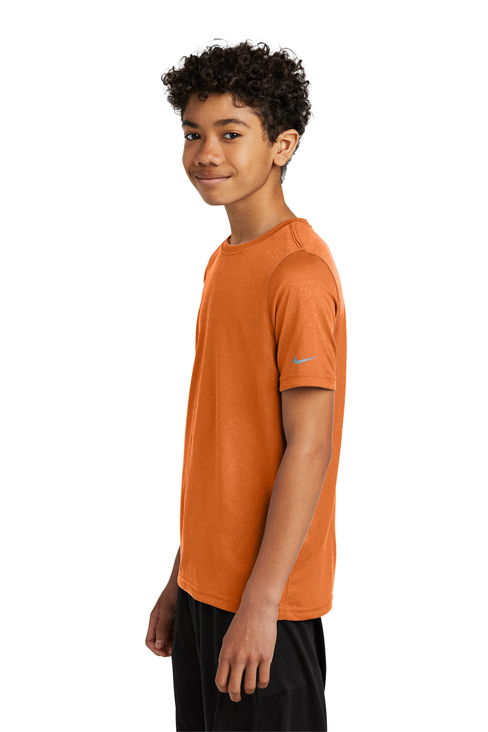 Nike NKDX8787 Youth rLegend Dri-Fit Moisture Wicking Short Sleeve Crewneck T-Shirt Desert Orange Model Side