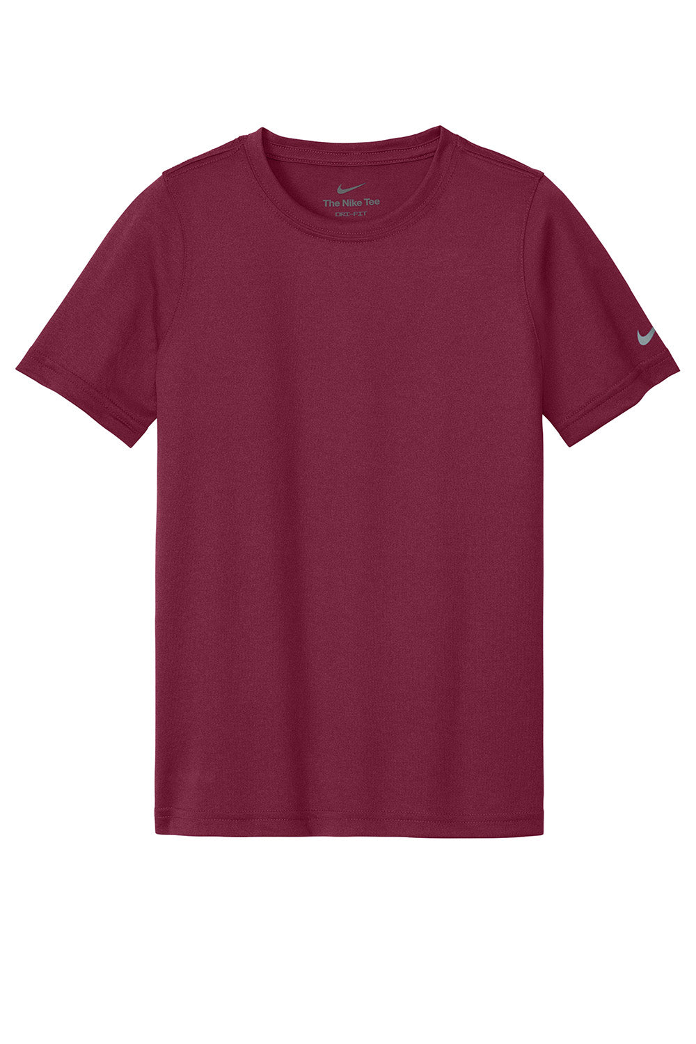 Nike NKDX8787 Youth rLegend Dri-Fit Moisture Wicking Short Sleeve Crewneck T-Shirt Team Maroon Flat Front