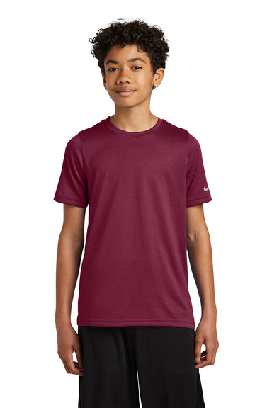 Nike NKDX8787 Youth rLegend Dri-Fit Moisture Wicking Short Sleeve Crewneck T-Shirt Team Maroon Model Front