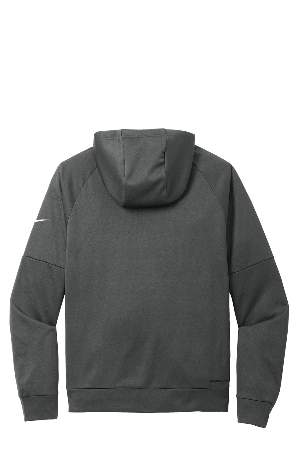 Nike NKFD9735 Mens Therma-Fit Fleece Hooded Sweatshirt Hoodie Anthracite Grey Flat Back