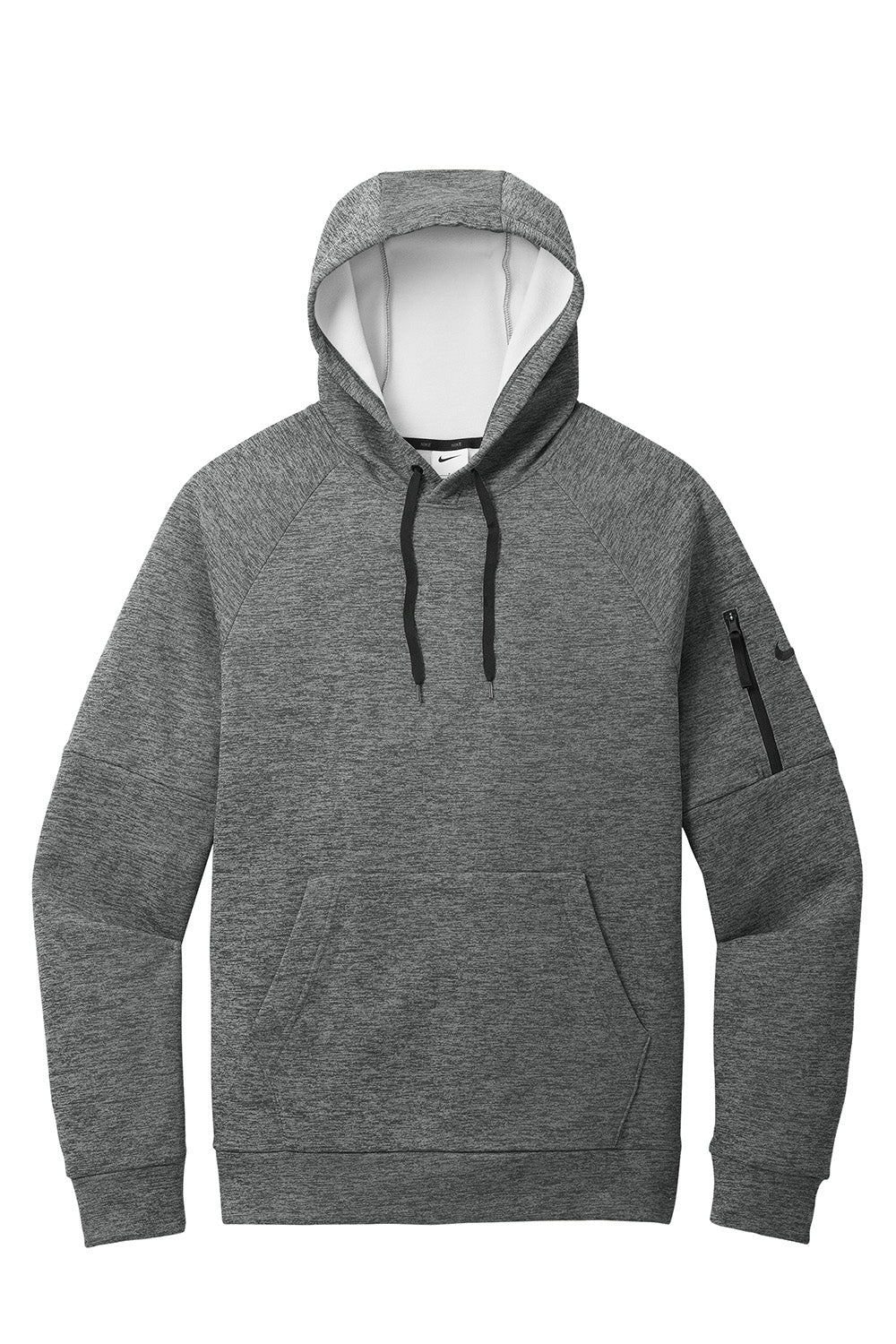 Nike NKFD9735 Mens Therma-Fit Fleece Hooded Sweatshirt Hoodie Heather Charcoal Grey Flat Front