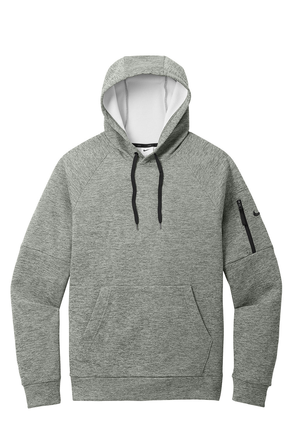 Nike NKFD9735 Mens Therma-Fit Fleece Hooded Sweatshirt Hoodie Heather Dark Grey Flat Front