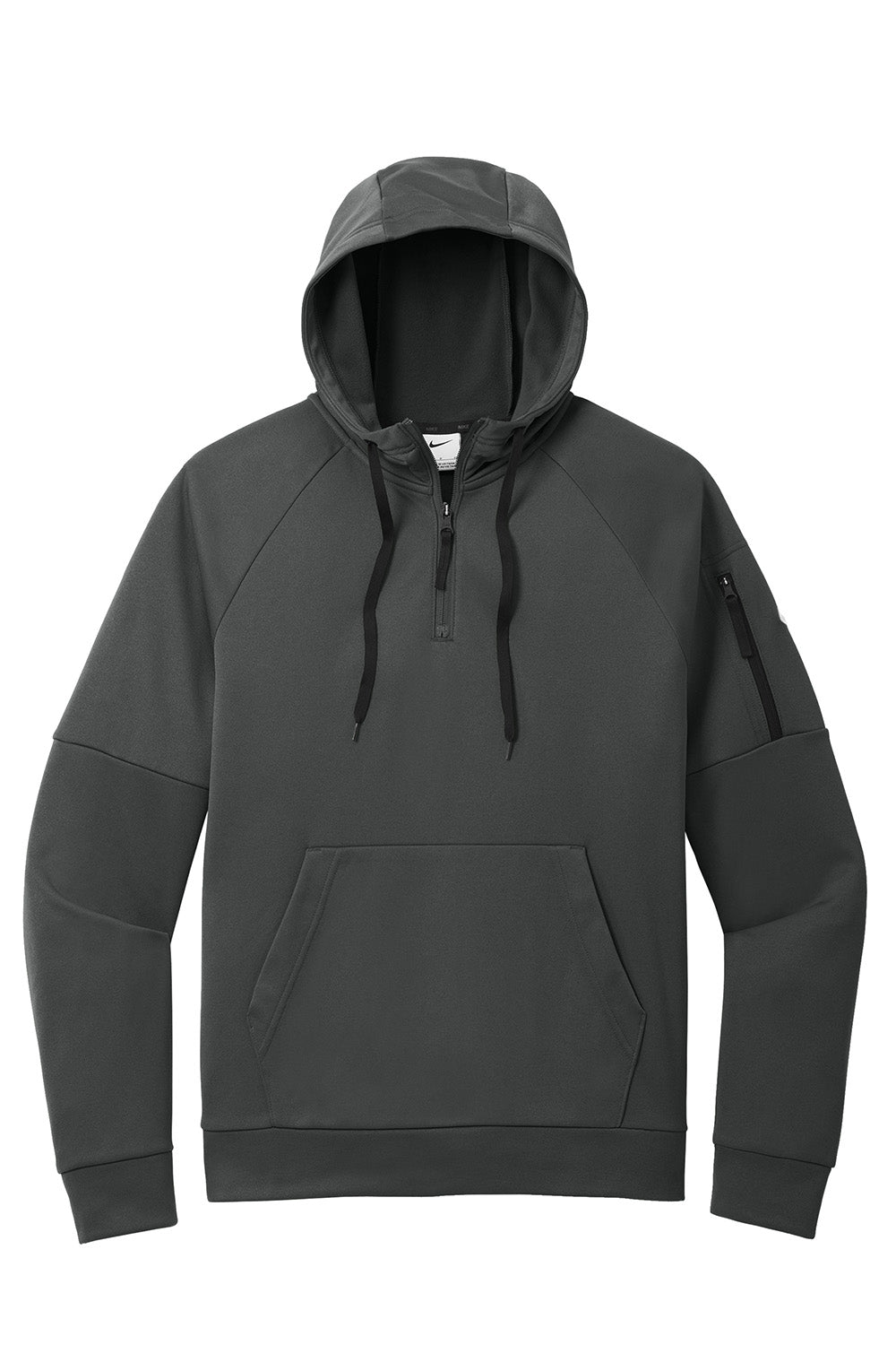 Nike NKFD9742 Mens Therma-Fit Fleece 1/4 Zip Hooded Sweatshirt Hoodie Anthracite Grey Flat Front