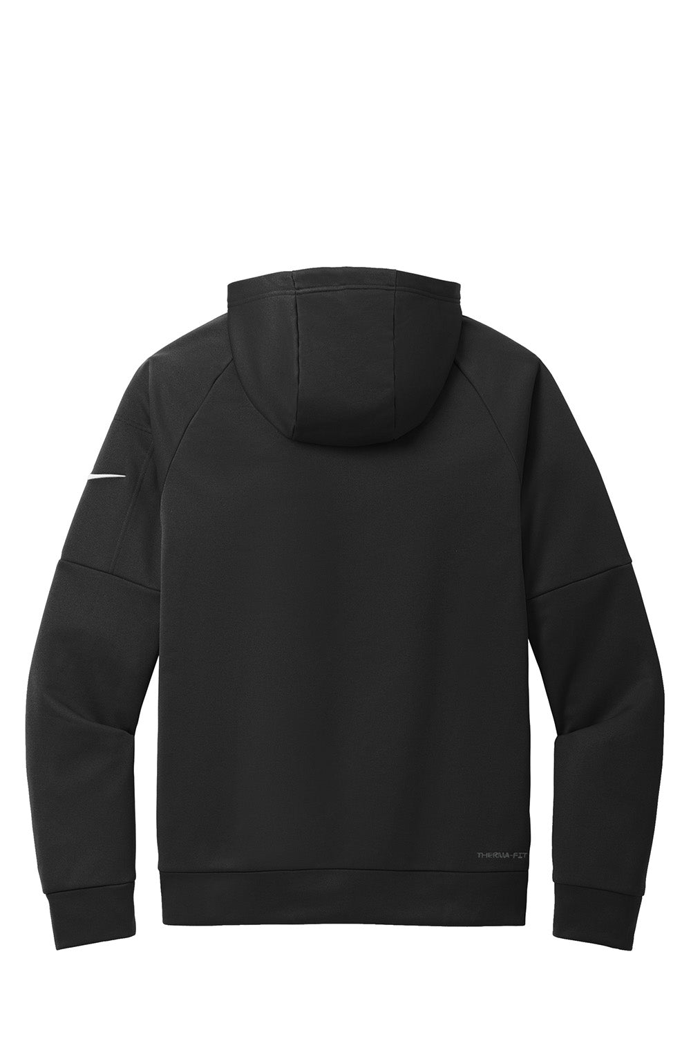 Nike NKFD9742 Mens Therma-Fit Fleece 1/4 Zip Hooded Sweatshirt Hoodie Black Flat Back