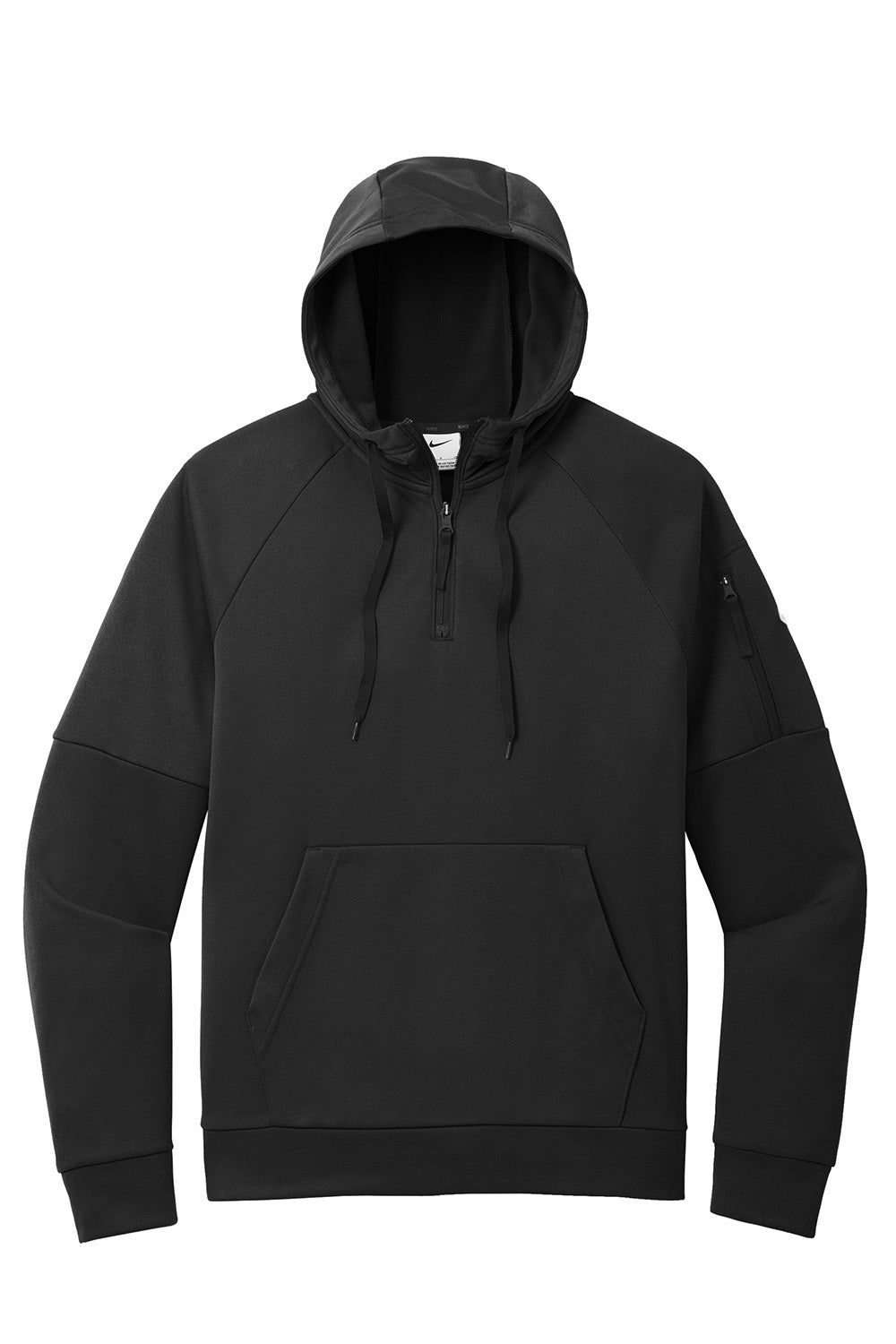 Nike NKFD9742 Mens Therma-Fit Fleece 1/4 Zip Hooded Sweatshirt Hoodie Black Flat Front