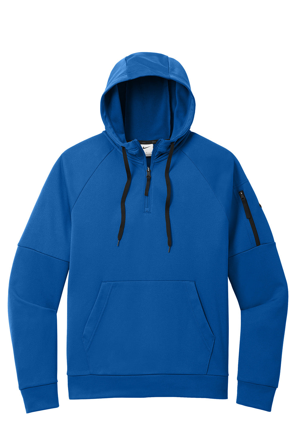 Nike NKFD9742 Mens Therma-Fit Fleece 1/4 Zip Hooded Sweatshirt Hoodie Game Royal Blue Flat Front