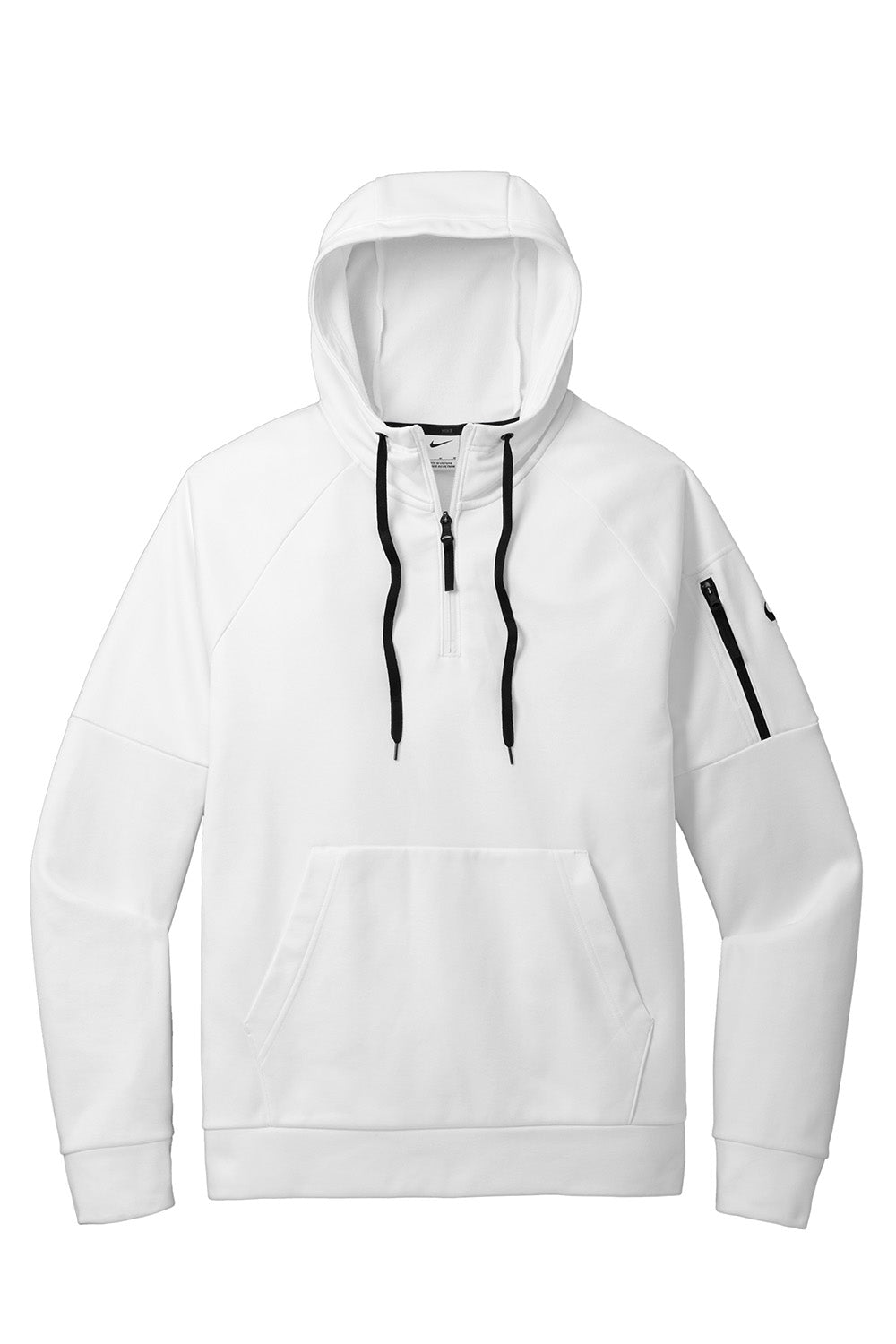 Nike NKFD9742 Mens Therma-Fit Fleece 1/4 Zip Hooded Sweatshirt Hoodie White Flat Front