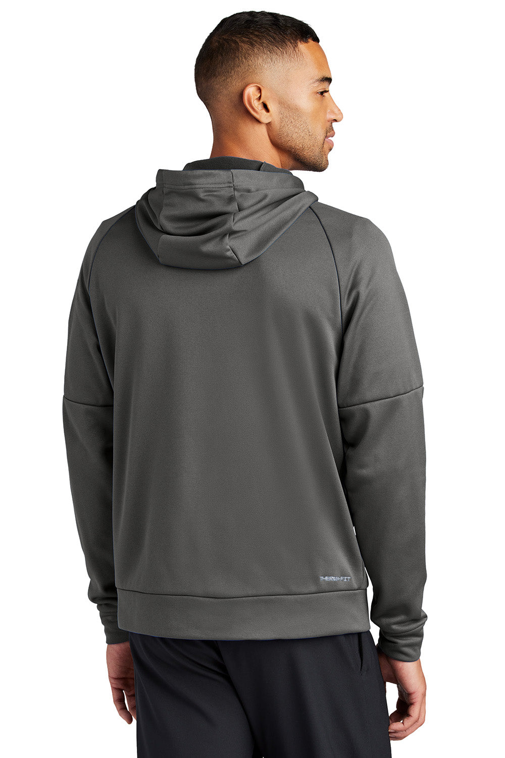 Nike NKFD9859 Mens Therma-Fit Fleece Full Zip Hooded Sweatshirt Hoodie Anthracite Grey Model Back