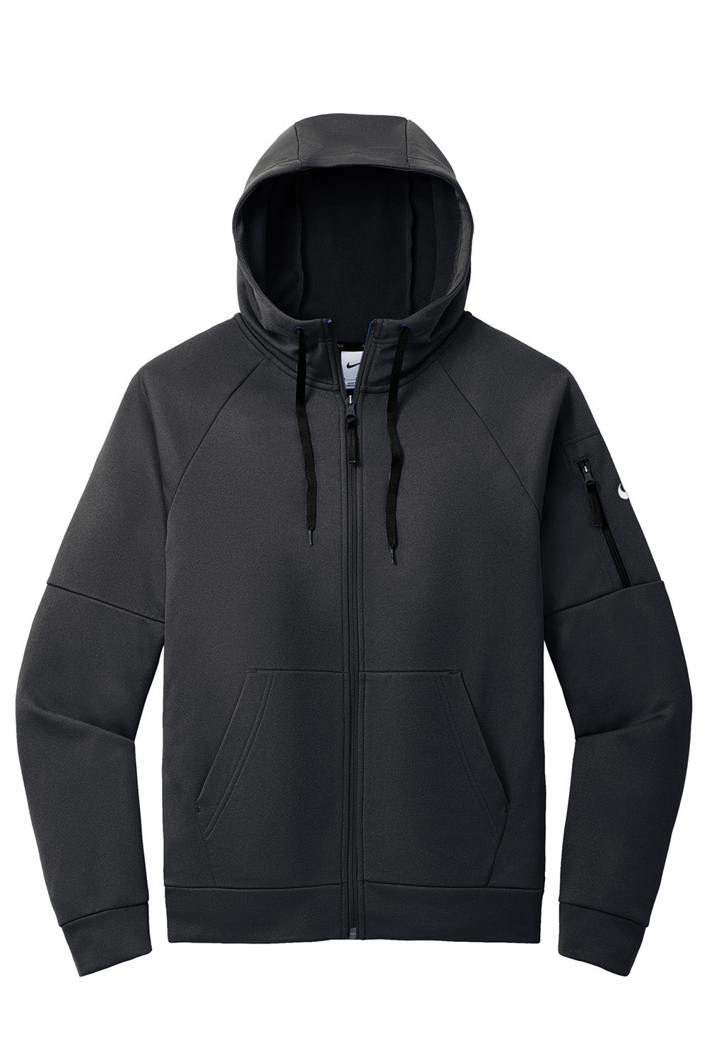 Nike NKFD9859 Mens Therma-Fit Fleece Full Zip Hooded Sweatshirt Hoodie Black Flat Front