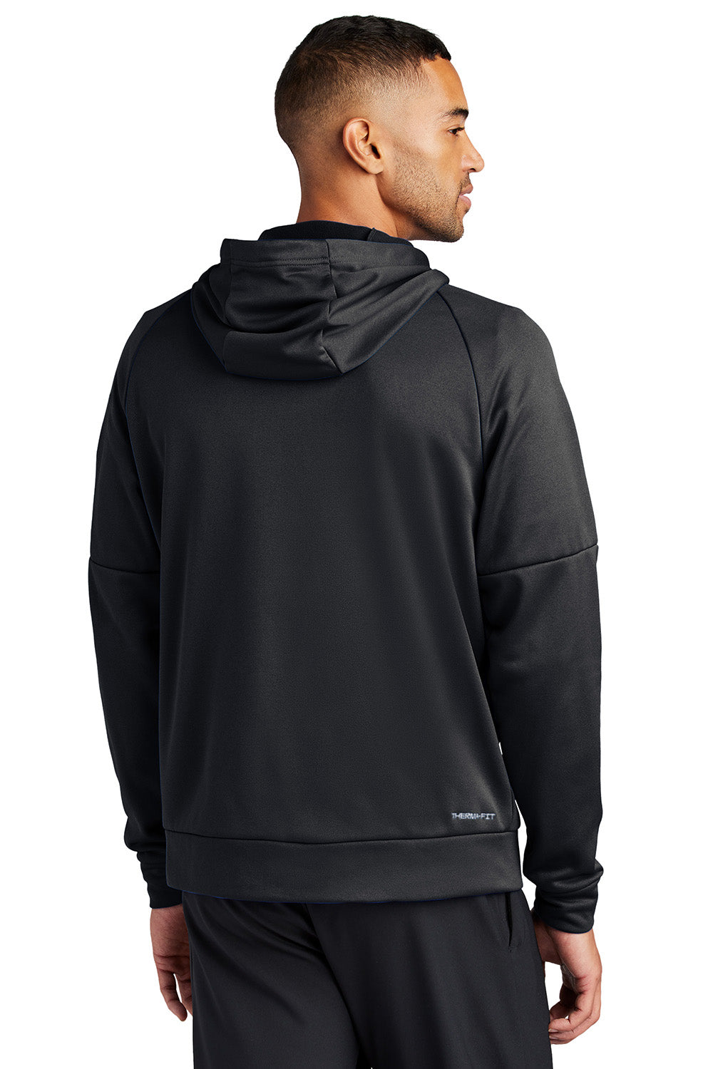 Nike NKFD9859 Mens Therma-Fit Fleece Full Zip Hooded Sweatshirt Hoodie Black Model Back