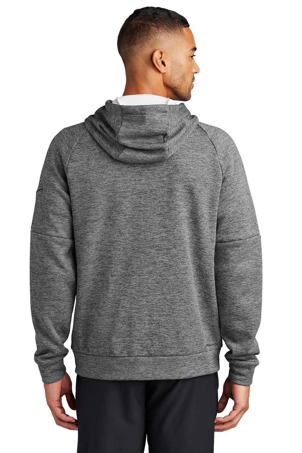 Nike NKFD9859 Mens Therma-Fit Fleece Full Zip Hooded Sweatshirt Hoodie Heather Charcoal Grey Model Back