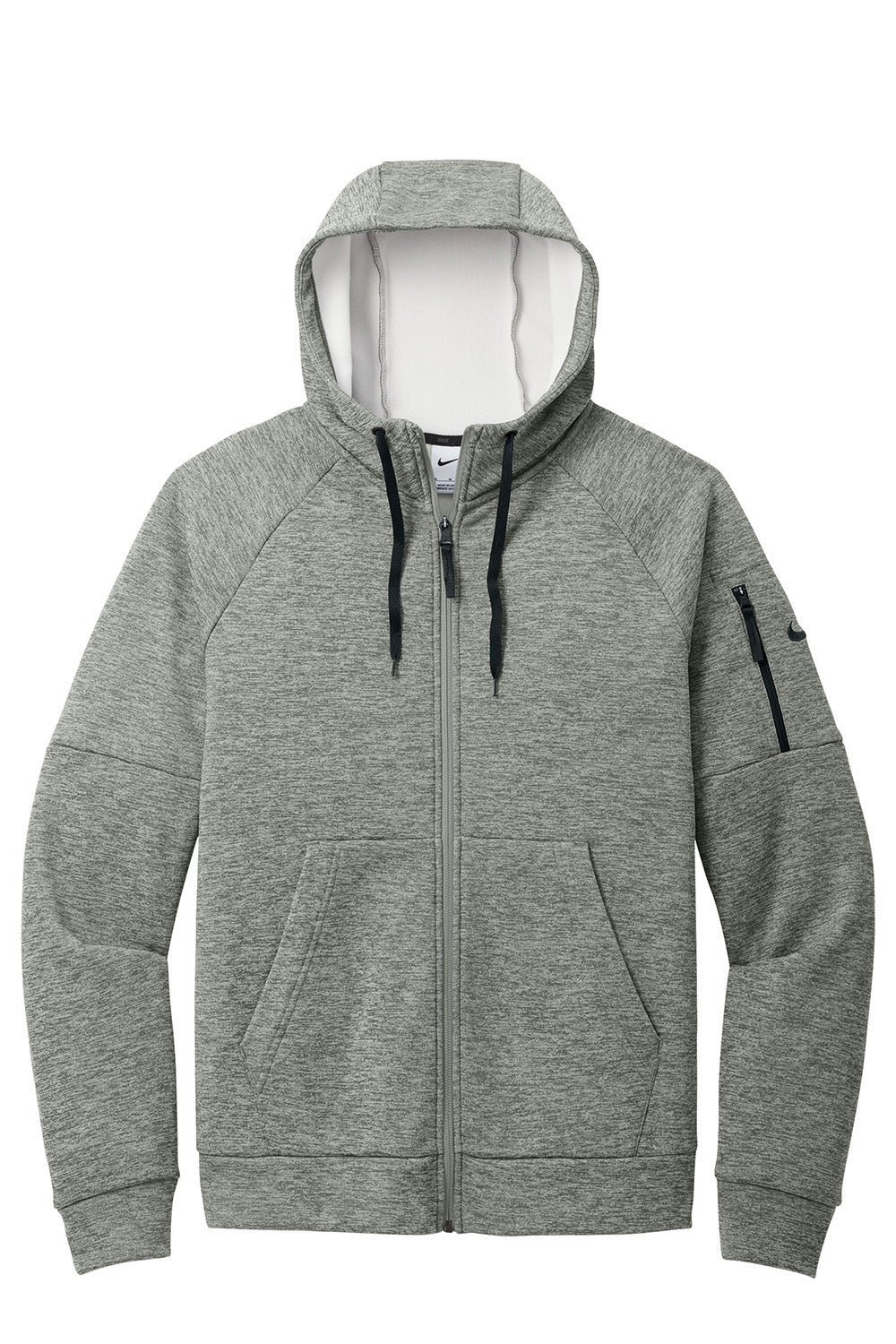 Nike NKFD9859 Mens Therma-Fit Fleece Full Zip Hooded Sweatshirt Hoodie Heather Dark Grey Flat Front