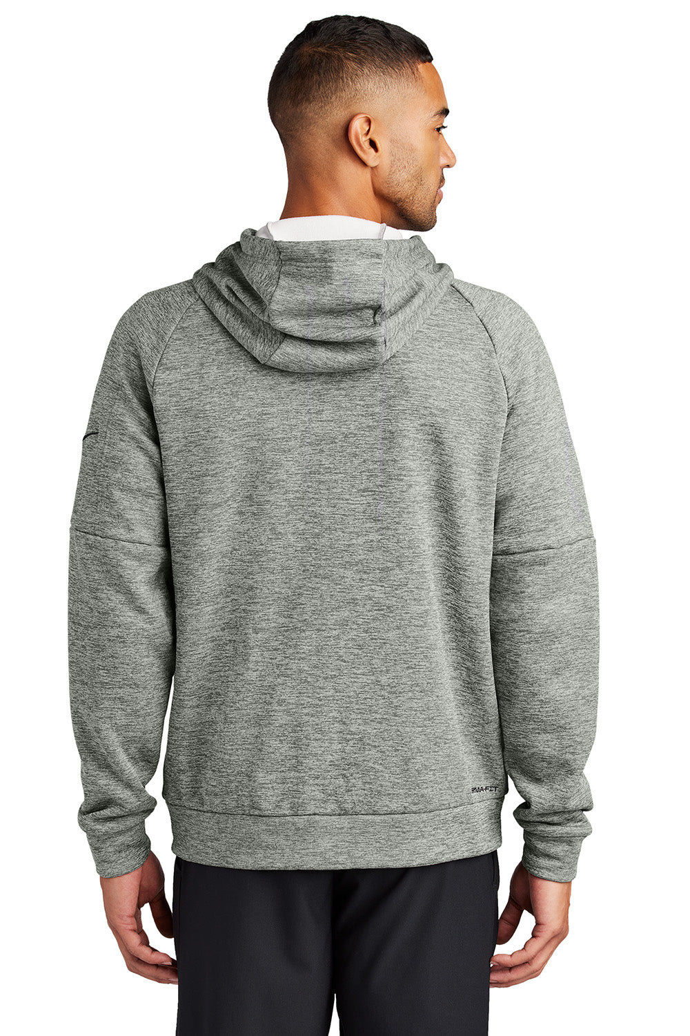 Nike NKFD9859 Mens Therma-Fit Fleece Full Zip Hooded Sweatshirt Hoodie Heather Dark Grey Model Back