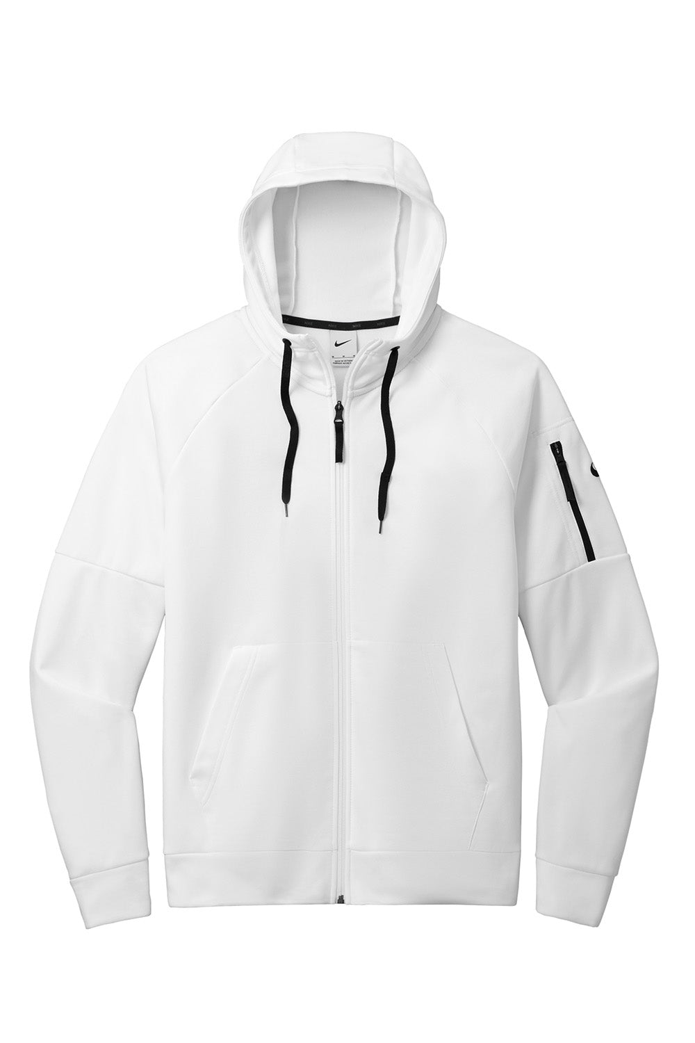 Nike NKFD9859 Mens Therma-Fit Fleece Full Zip Hooded Sweatshirt Hoodie White Flat Front