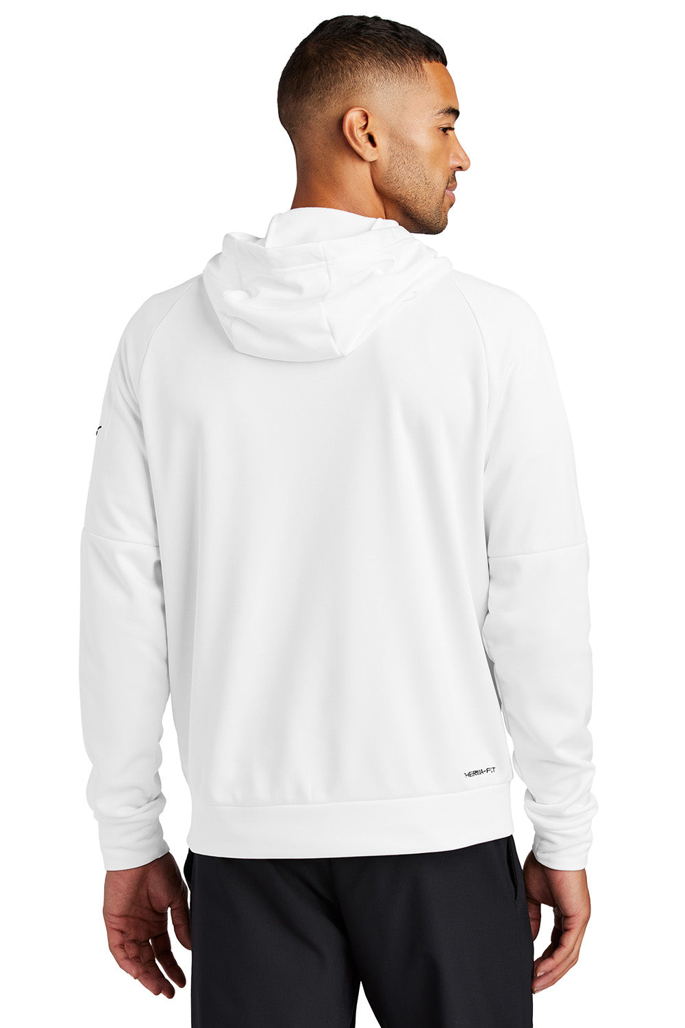 Nike NKFD9859 Mens Therma-Fit Fleece Full Zip Hooded Sweatshirt Hoodie White Model Back