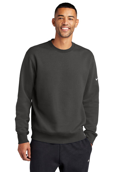 Nike NKFD9863 Mens Club Fleece Crewneck Sweatshirt Anthracite Grey Model Front