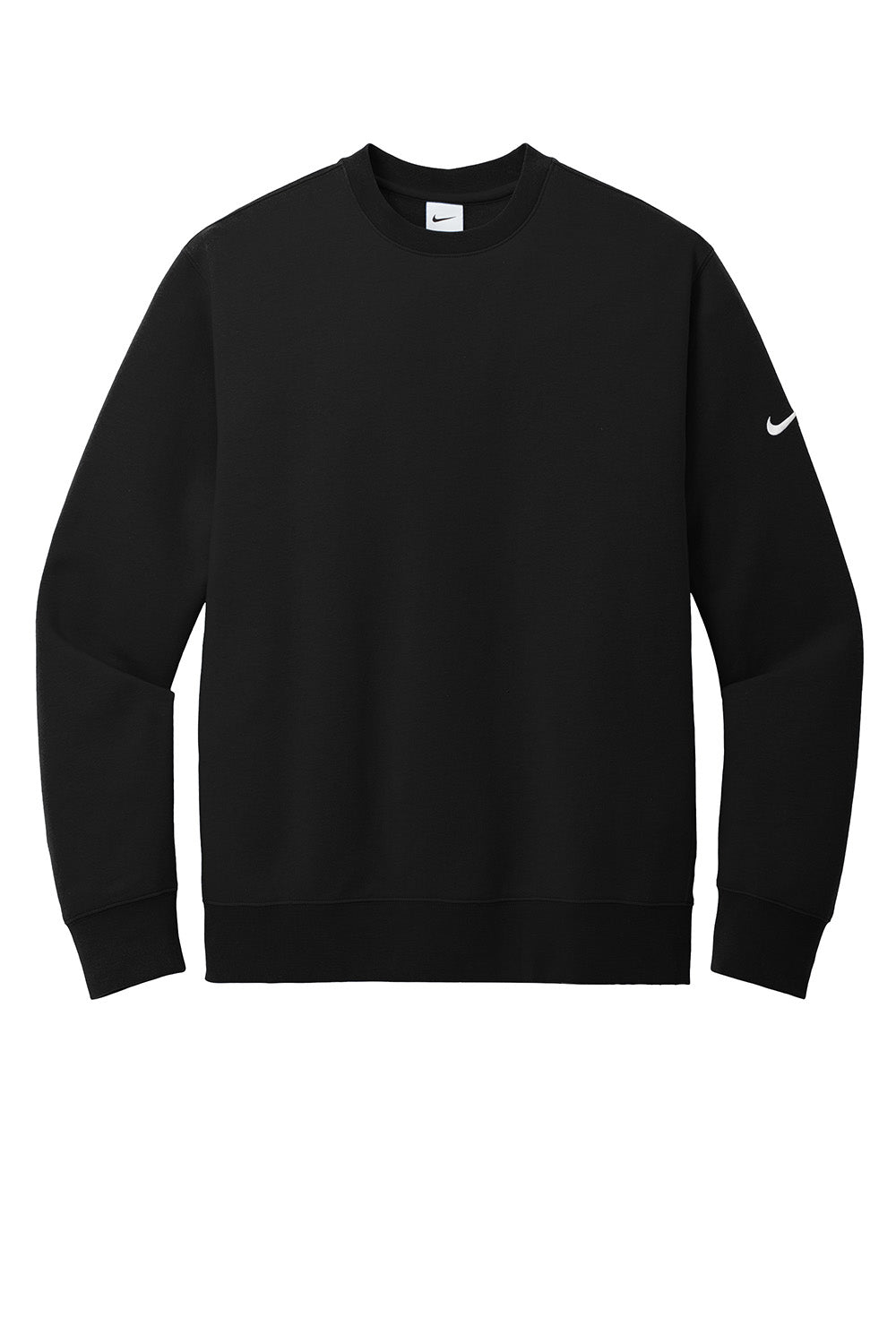 Nike NKFD9863 Mens Club Fleece Crewneck Sweatshirt Black Flat Front