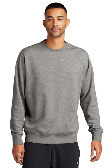 Nike NKFD9863 Mens Club Fleece Crewneck Sweatshirt Heather Dark Grey Model Front