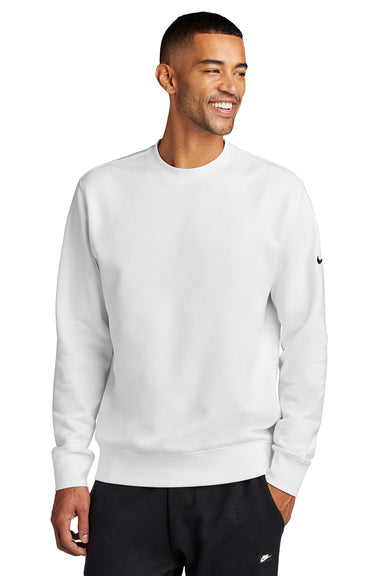 Nike NKFD9863 Mens Club Fleece Crewneck Sweatshirt White Model Front