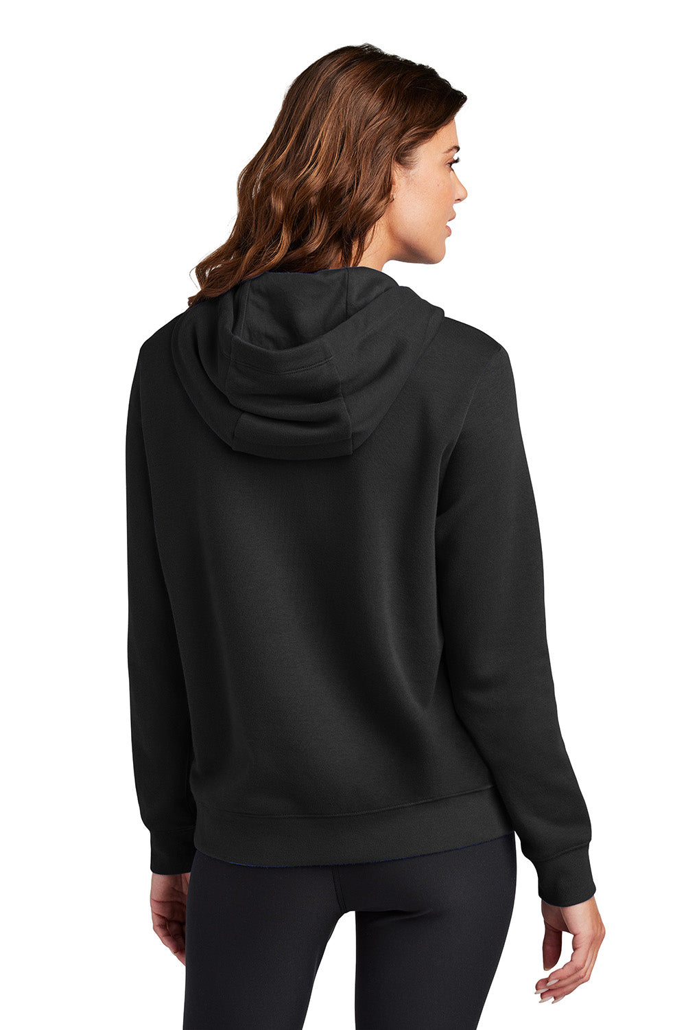 Nike NKFD9889 Womens Club Fleece Hooded Sweatshirt Hoodie Black Model Back