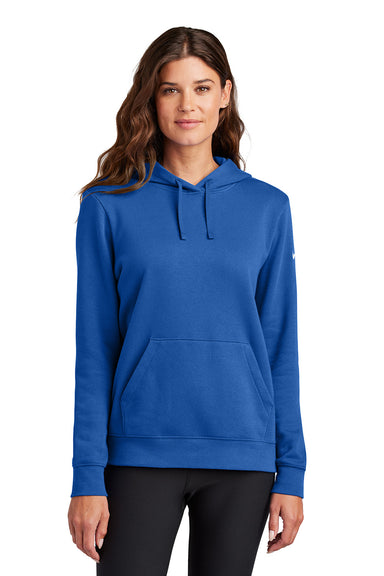 Nike NKFD9889 Womens Club Fleece Hooded Sweatshirt Hoodie Game Royal Blue Model Front