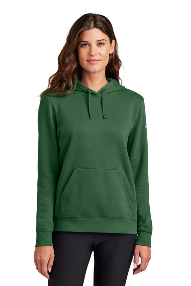 Nike NKFD9889 Womens Club Fleece Hooded Sweatshirt Hoodie Gorge Green Model Front