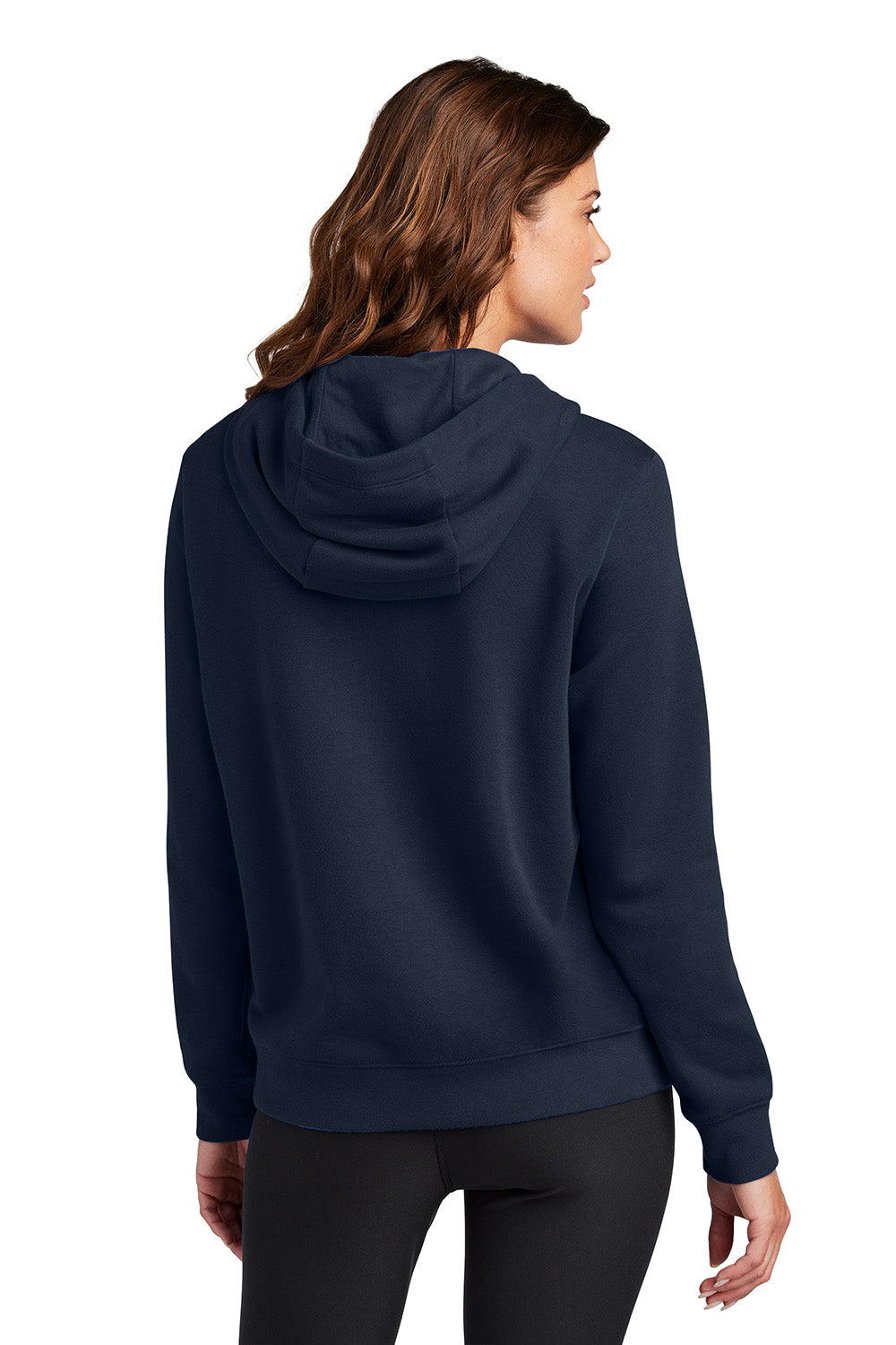 Nike NKFD9889 Womens Club Fleece Hooded Sweatshirt Hoodie Midnight Navy Blue Model Back