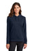 Nike NKFD9889 Womens Club Fleece Hooded Sweatshirt Hoodie Midnight Navy Blue Model Front