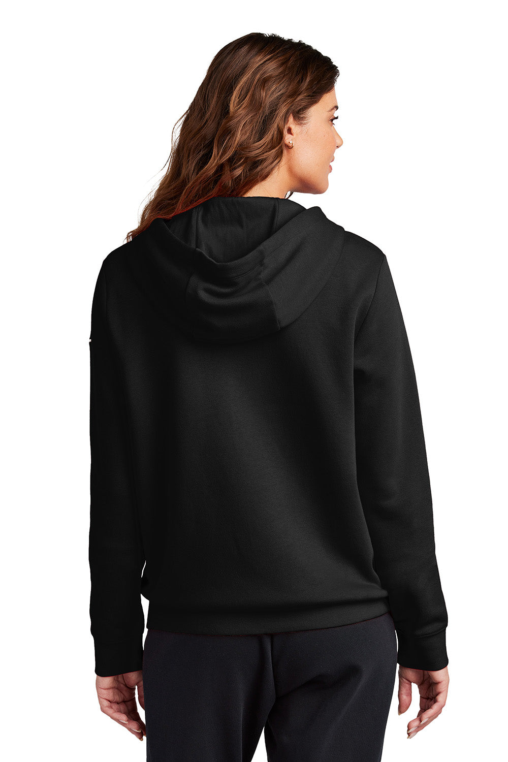 Nike NKFD9890 Womens Club Fleece Full Zip Hooded Sweatshirt Hoodie Black Model Back