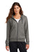 Nike NKFD9890 Womens Club Fleece Full Zip Hooded Sweatshirt Hoodie Heather Charcoal Grey Model Front