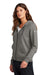 Nike NKFD9890 Womens Club Fleece Full Zip Hooded Sweatshirt Hoodie Heather Charcoal Grey Model Side