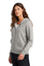 Nike NKFD9890 Womens Club Fleece Full Zip Hooded Sweatshirt Hoodie Heather Dark Grey Model Side