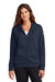 Nike NKFD9890 Womens Club Fleece Full Zip Hooded Sweatshirt Hoodie Midnight Navy Blue Model Front