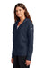 Nike NKFD9890 Womens Club Fleece Full Zip Hooded Sweatshirt Hoodie Midnight Navy Blue Model Side