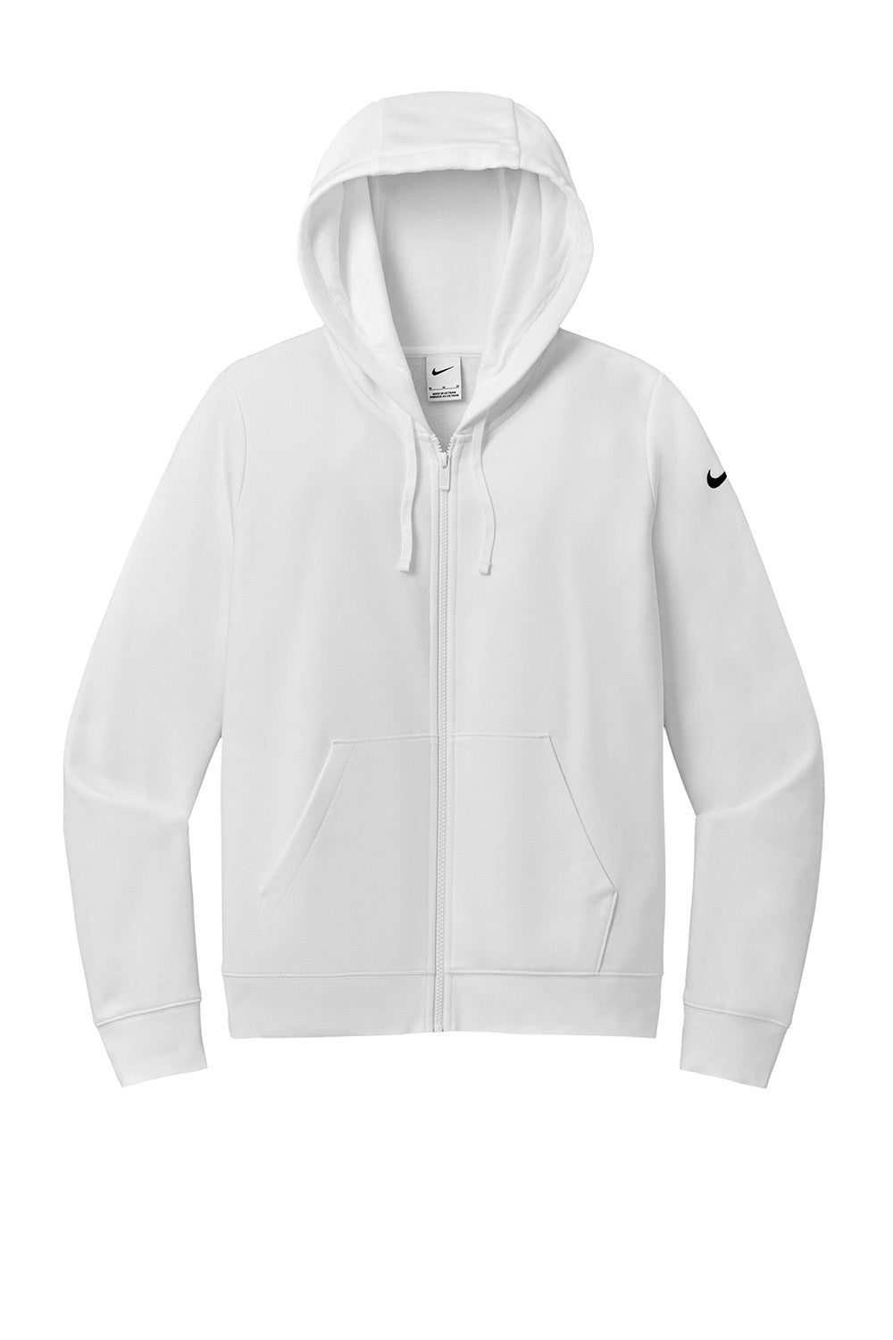 Nike NKFD9890 Womens Club Fleece Full Zip Hooded Sweatshirt Hoodie White Flat Front