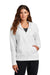 Nike NKFD9890 Womens Club Fleece Full Zip Hooded Sweatshirt Hoodie White Model Front