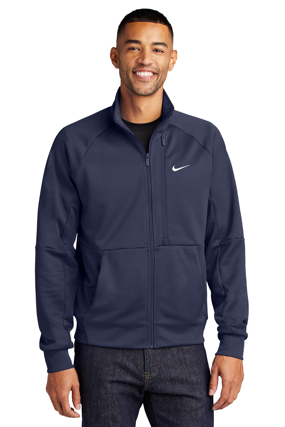 Nike NKFD9891 Mens Full Zip Jacket Midnight Navy Blue Model Front