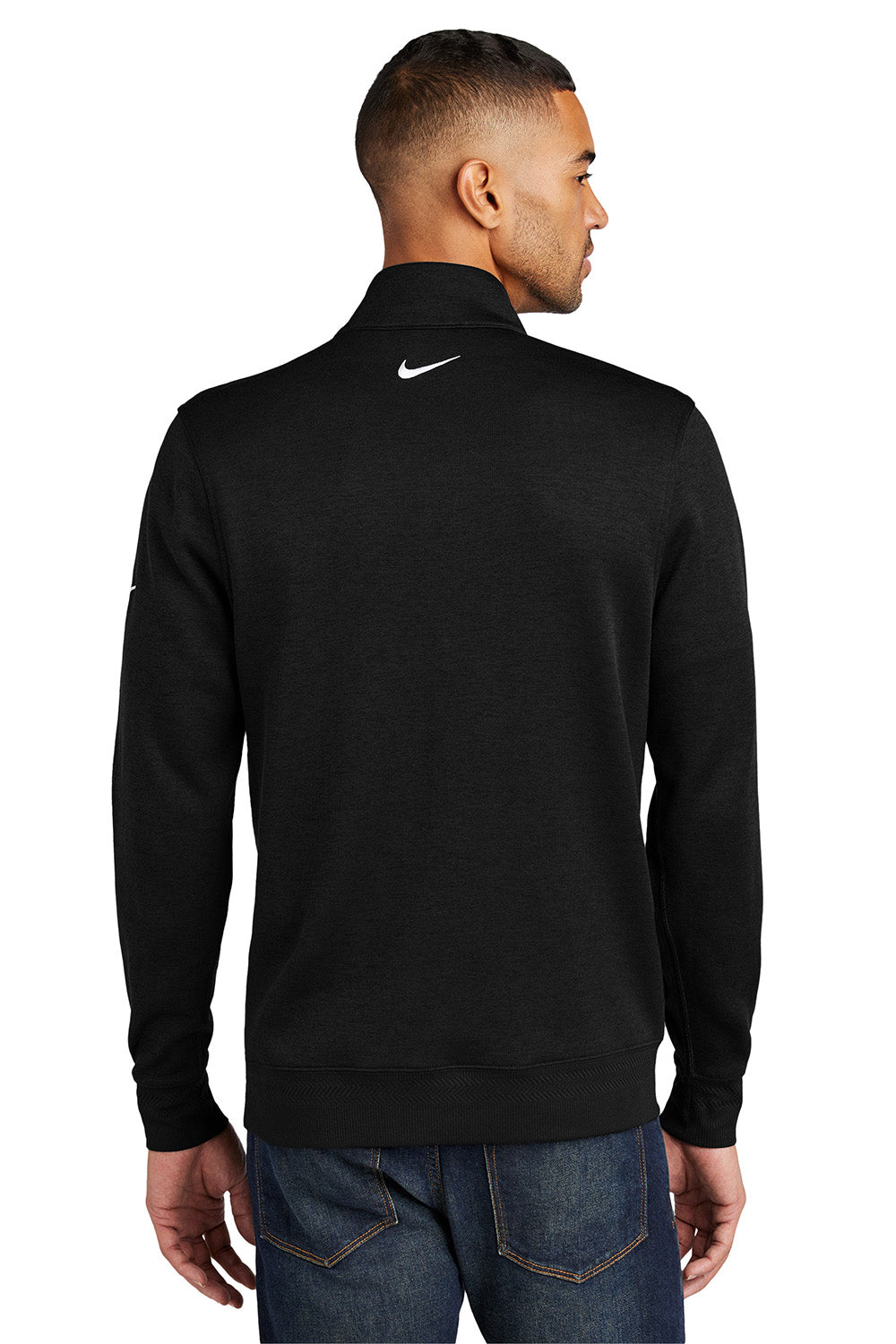 Nike NKFD9892 Mens Dri-Fit 1/4 Zip Sweatshirt Black Model Back