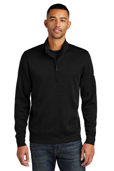 Nike NKFD9892 Mens Dri-Fit 1/4 Zip Sweatshirt Black Model Front