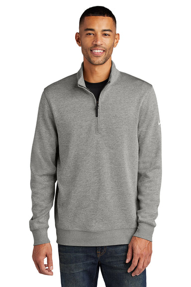 Nike NKFD9892 Mens Dri-Fit 1/4 Zip Sweatshirt Grey Model Front